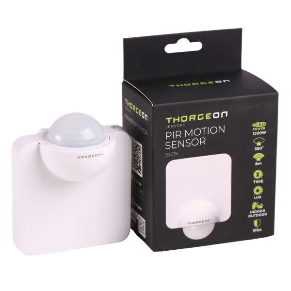 PIR Motion Sensor 8m 1200W IP54 White THORGEON image 1