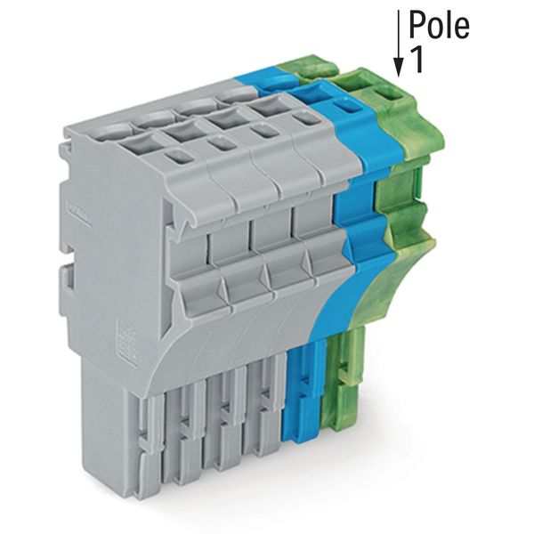 1-conductor female connector Push-in CAGE CLAMP® 4 mm² gray/blue/green image 2