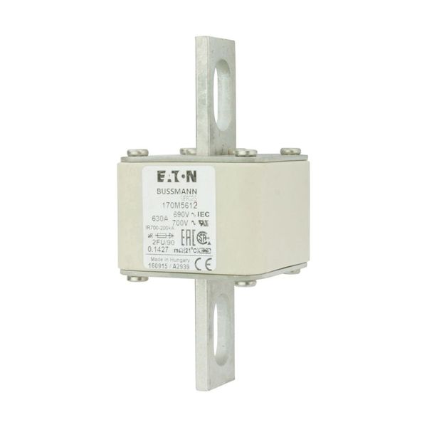 Fuse-link, high speed, 630 A, AC 690 V, size 2, 61 x 77 x 135 mm, aR, IEC, UL, no indicator, 90 mm centres image 4