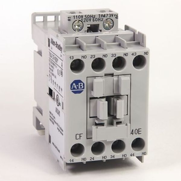 Allen-Bradley, 700-CF IEC Control Relay, Screw Terminals, F, Standard Contacts, 4 N.O., 110-130V DC (w/Elec. Coil) image 1