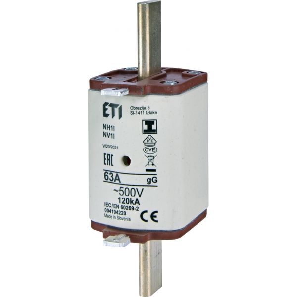 Fuse link, NH1/I gG 63A/500V image 1