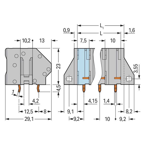 PCB terminal block 6 mm² Pin spacing 10 mm gray image 3