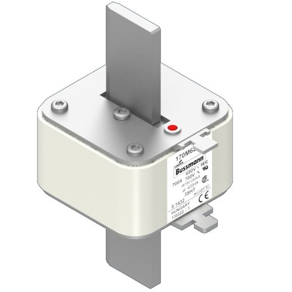 Fuse-link, high speed, 700 A, AC 690 V, size 3, 76 x 76 x 150 mm, aR, IEC, single indicator image 4