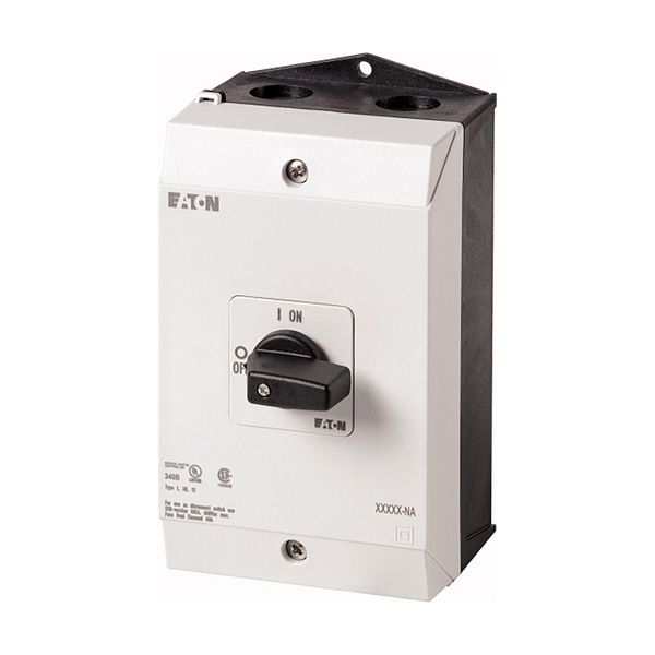 On-Off switch, P1, 25 A, surface mounting, 3 pole, with black thumb grip and front plate, UL/CSA image 4