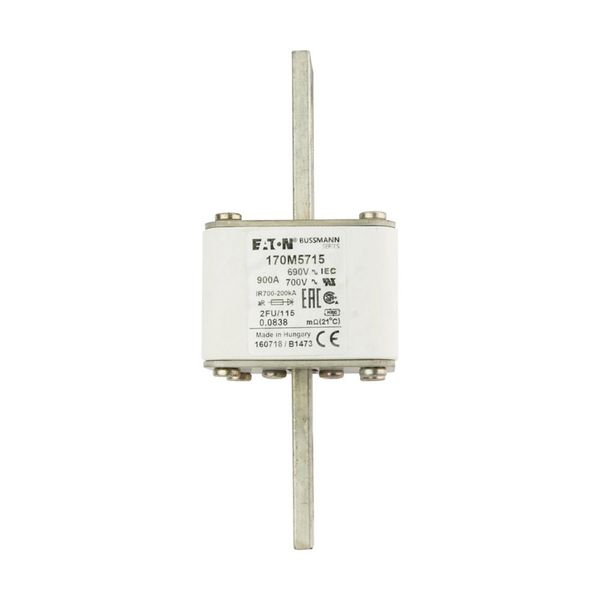 Fuse-link, high speed, 900 A, AC 690 V, size 2, 61 x 77 x 135 mm, aR, IEC, UL, no indicator, 115 mm centres image 8