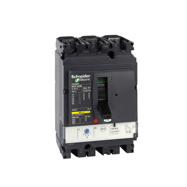 circuit breaker ComPact NSX100B, 25 kA at 415 VAC, TMD trip unit 80 A, 3 poles 3d image 4