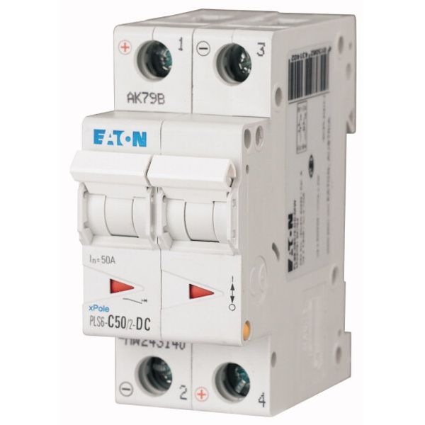 Miniature circuit breaker (MCB), 50 A, 2p, characteristic: C, DC image 1