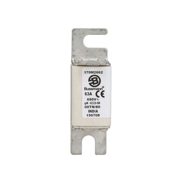 Fuse-link, high speed, 63 A, AC 690 V, DIN 00, 30 x 67 x 100 mm, gR, DIN, IEC, single indicator image 12