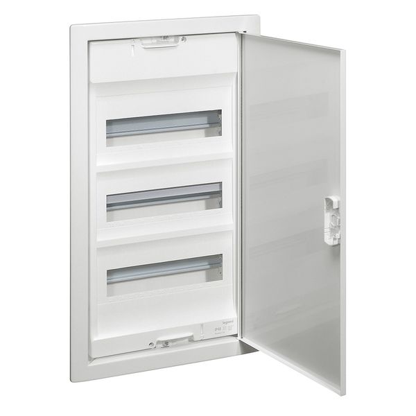 Flush-mounting cabinet Nedbox - metal door white RAL 9010 - 3 rows - 36+6 mod. image 1