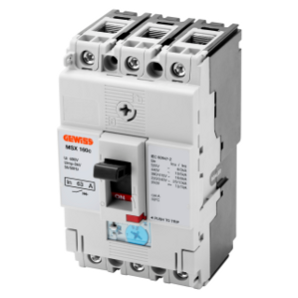 MSX 160c - COMPACT MOULDED CASE CIRCUIT BREAKERS - ADJUSTABLE THERMAL AND FIXED MAGNETIC RELEASE - 16KA 3P 63A 525V image 1