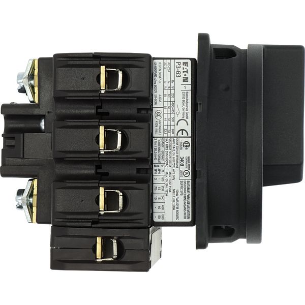 Main switch, P3, 63 A, flush mounting, 3 pole + N, STOP function, With black rotary handle and locking ring, Lockable in the 0 (Off) position image 35