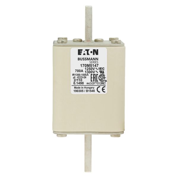 Fuse-link, high speed, 700 A, AC 1250 V, size 2, 61 x 75 x 138 mm, aR, DIN, IEC, single indicator image 15