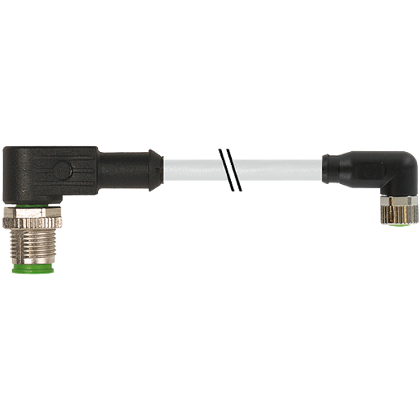 M12 male 90° / M8 female 90° A-cod. PUR 3x0.25 gy UL/CSA+drag ch. 2m image 1