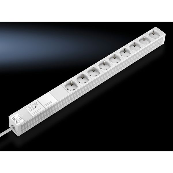 DK Socket strip, CEE 7/3 (type F), 9-way, 250 V, 16 A, LHD: 658,6x44x44 mm image 1