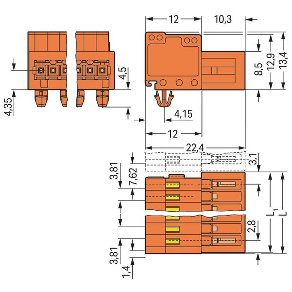 1-conductor male connector CAGE CLAMP® 1.5 mm² orange image 4