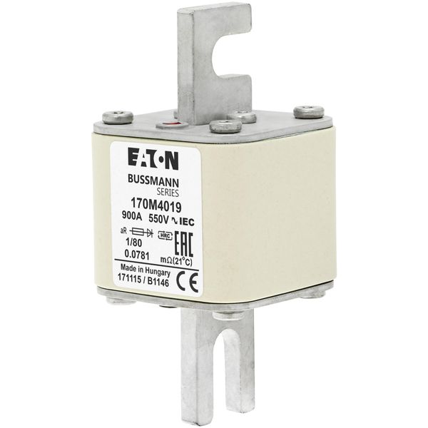 Fuse-link, high speed, 900 A, AC 550 V, DIN 1, 53 x 53 x 108 mm, aR, DIN, IEC, single indicator image 6