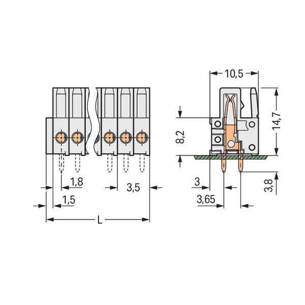 THT female header straight Pin spacing 3.5 mm light gray image 4