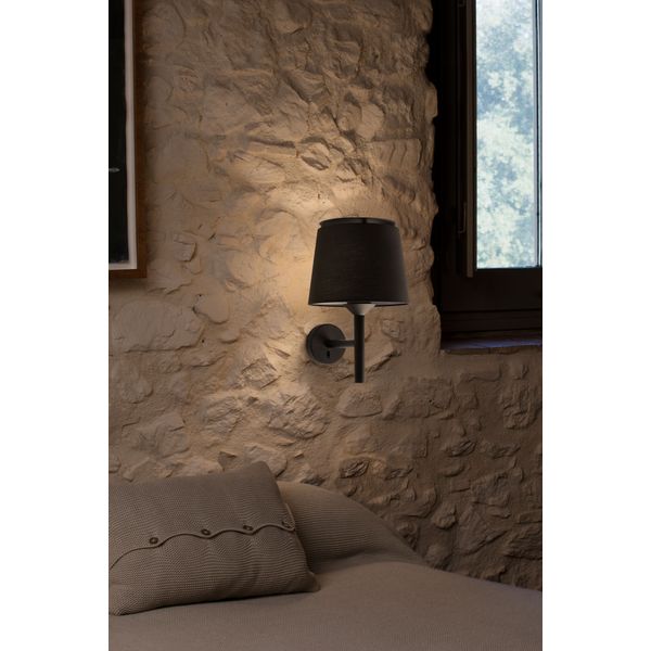 SAVOY BLACK WALL LAMP BLACK LAMPSHADE image 1