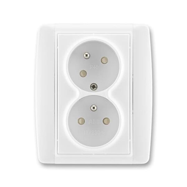 5513E-C02357 03 Double socket outlet with earthing pins, shuttered, with turned upper cavity ; 5513E-C02357 03 image 1