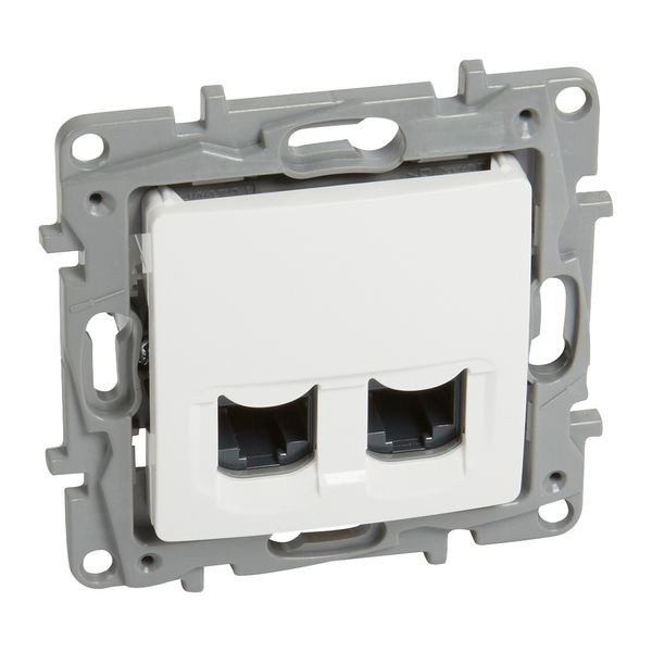 Double RJ45 socket Niloé category 6 UTP 9 contacts white image 1