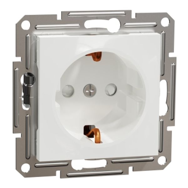 Asfora - single socket outlet with side earth - 16A shutters white w/o frame image 2