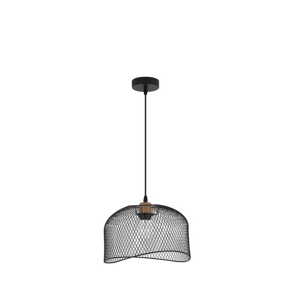 Matt Black Metal  Natural Wood  LED E27 1x12 Watt 230 Volt   IP20 Bulb Excluded  D: 30 H1: 19.5 H2: 120 cm Adjustable height image 1