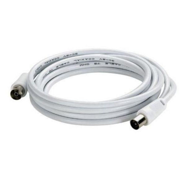 Television extension cord 1 female plug and 1 male plug Ø9.52mm - length 5m - white image 1