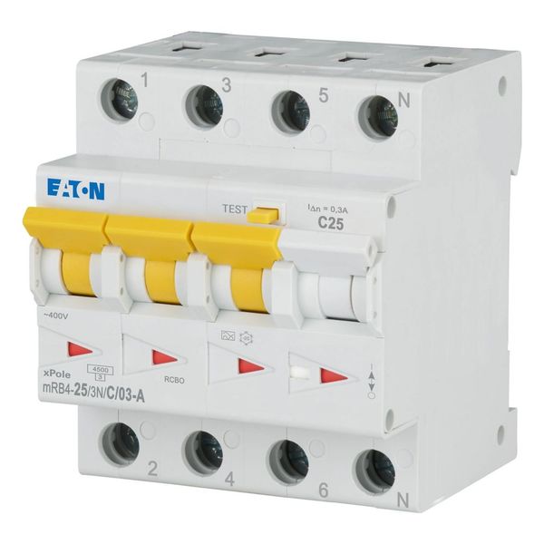 RCD/MCB combination, 25 A, 300 mA, MCB trip characteristic: C, 3p+N, RCD trip characteristic: A image 5