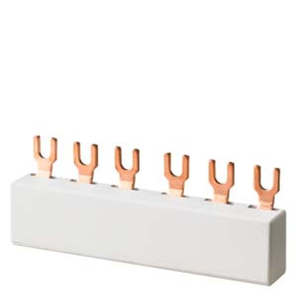 Busbar, 63 A 3-pole pitch unit 15 mm fork-type for 4 devices image 1