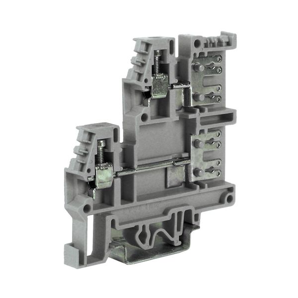 Screw terminal block with flat connection, 2-levels, grey color image 1