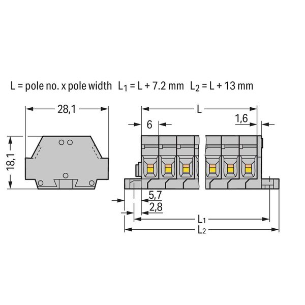 2-conductor terminal strip without push-buttons with fixing flanges gr image 2