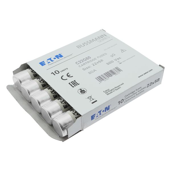 Fuse-link, LV, 80 A, AC 500 V, 22 x 58 mm, gL/gG, IEC image 15