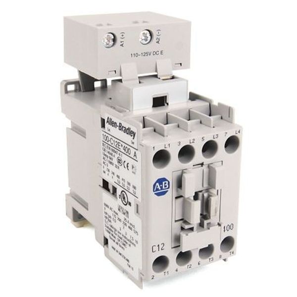 Allen-Bradley 100-C12ED200 100-C IEC Contactor, 110-125V DC Electronic Coil, Screw Terminals, Line Side, 12A, 2 N.O. 2 N.C. Main Contact Configuration image 1