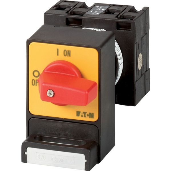 Panic switches, T3, 32 A, flush mounting, 3 pole, with red thumb grip and yellow front plate, Padlocking feature SVC image 3