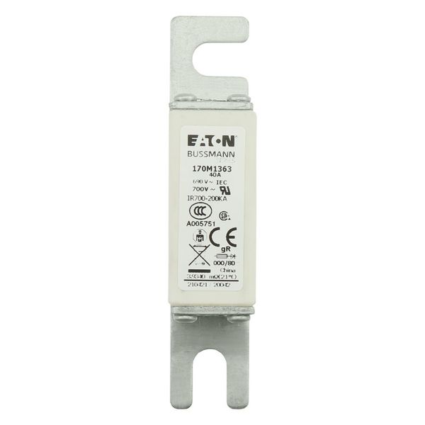 Fuse-link, high speed, 40 A, AC 690 V, DIN 000, 21 x 40 x 100 mm, gR, DIN, IEC, single indicator image 20