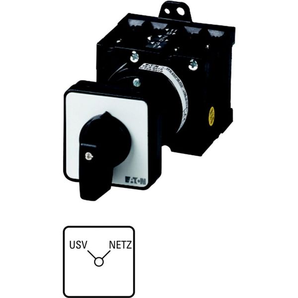 Changeoverswitches, T3, 32 A, rear mounting, 2 contact unit(s), Contacts: 4, 90 °, maintained, Without 0 (Off) position, USV-NETZ, Design number 15542 image 3