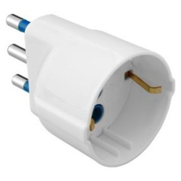 SINGLE ADAPTOR - 2P+E 16A S17 - 1 OUTPUT ITALIAN/GERMAN STANDARD - 16A - 250V ac - SATIN WHITE image 1