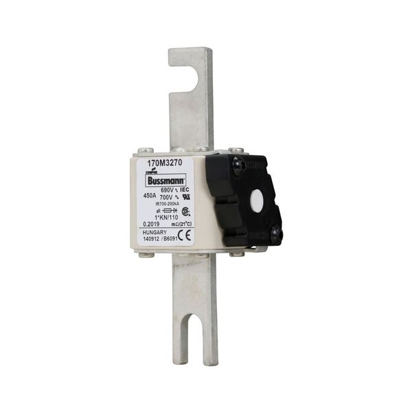 Fuse-link, high speed, 450 A, AC 690 V, compact DIN 1, 45 x 58 x 134 mm, aR, DIN, IEC, type K indicator, 110 mm centres image 7