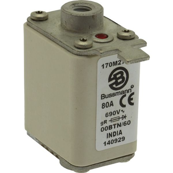 Fuse-link, high speed, 100 A, AC 690 V, size 00, 30 x 62 x 64 mm, aR, IEC, single indicator image 3