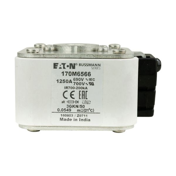 Fuse-link, high speed, 1250 A, AC 690 V, size 3, 76 x 92 x 53 mm, aR, IEC, UL, type K indicator image 6