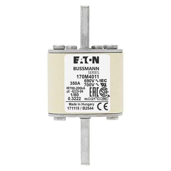 Fuse-link, high speed, 350 A, AC 690 V, DIN 1, 53 x 53 x 108 mm, aR, DIN, IEC, single indicator image 7