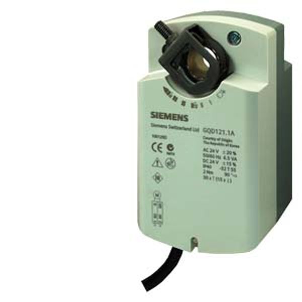 GQD121.1A - Rotary air damper actuator, AC/DC 24 V, 2-position, 2 Nm, spring return 30/15 s image 1