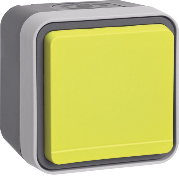SCHUKO soc. out. yellow hinged cover surface-mtd, W.1, grey/light grey image 2