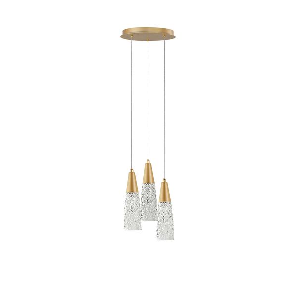 Brass Gold Metal   & Clear Structured Glass   LED G9 3x5 Watt 230 Volt  IP20 Bulb Excluded  D: 25 H: 180 cm Adjustable Height image 1