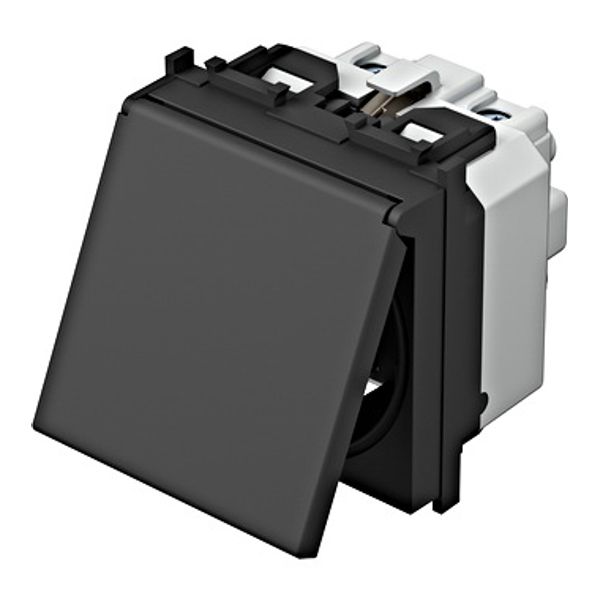 Socket black, higher protection cover, back lid 16A image 1