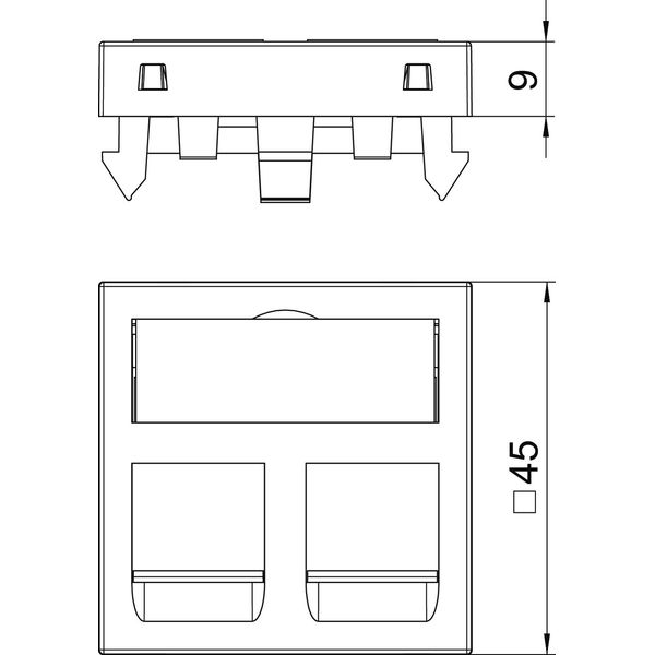 DTG-2F AL1 Data technology support f. 2 connection modules type F 45x45mm image 2