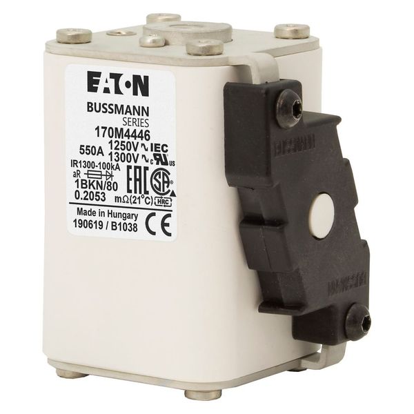 Fuse-link, high speed, 550 A, AC 1250 V, size 1, 53 x 69 x 80 mm, aR, IEC, UL, single indicator image 8