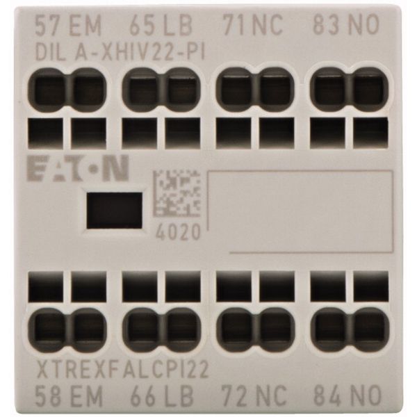 Auxiliary contact module, 4 pole, Ith= 16 A, 1 N/O, 1 N/OE, 1 NC, 1 NCL, Front fixing, Push in terminals, DILA, DILM7 - DILM38 image 1