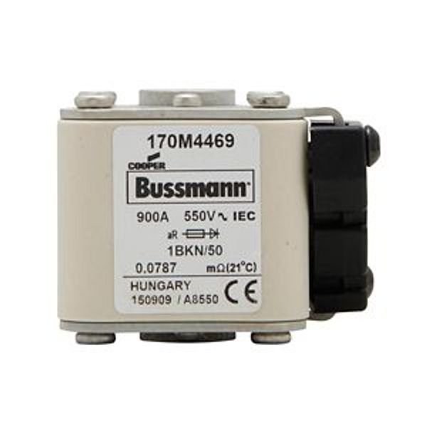 Fuse-link, high speed, 900 A, AC 550 V, size 1, 53 x 69 x 51 mm, aR, IEC, UL, type K indicator, flush end, M8 image 4