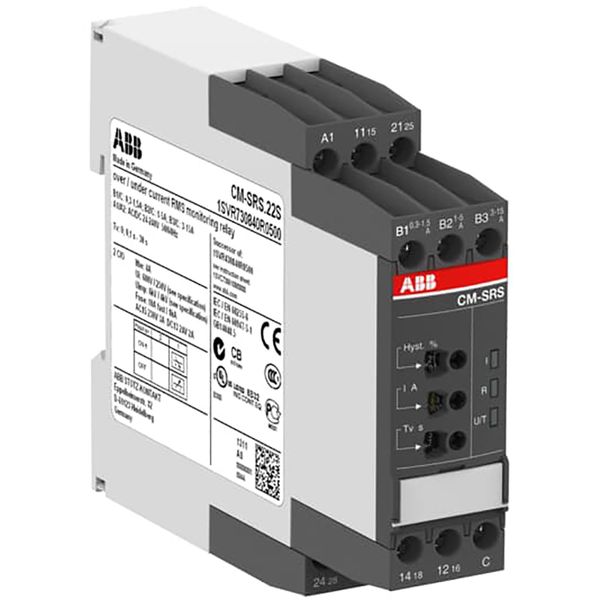 CM-SRS.22S Current monitoring relay 2c/o, B-C=0.3-15A RMS, 110-130VAC image 1